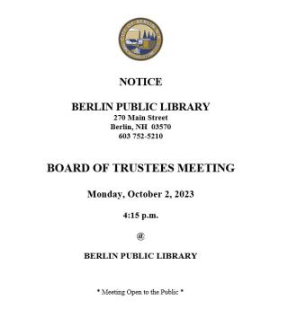 BOT meeting Monday October2, 2023 4:15 pm
