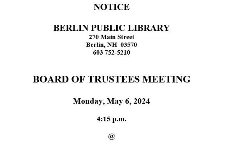 BOT meeting Monday, May 6, 2024, at 4:15pm.